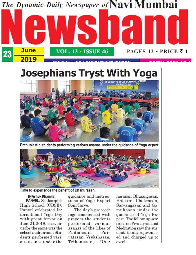 Yoga Day was featured in Newsband - Ryan International School, Panvel